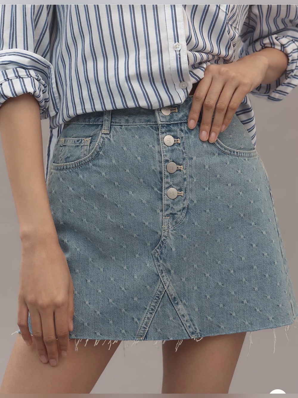 NWT Anthropologie Pilcro 100% Cotton Jacquard Denim Mini Skirt Size 16
